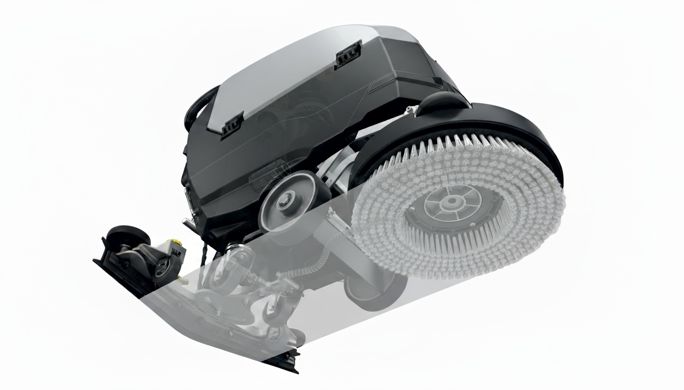 maszyna czyszcząca z systemem czterech kół nie zostawiających śladów